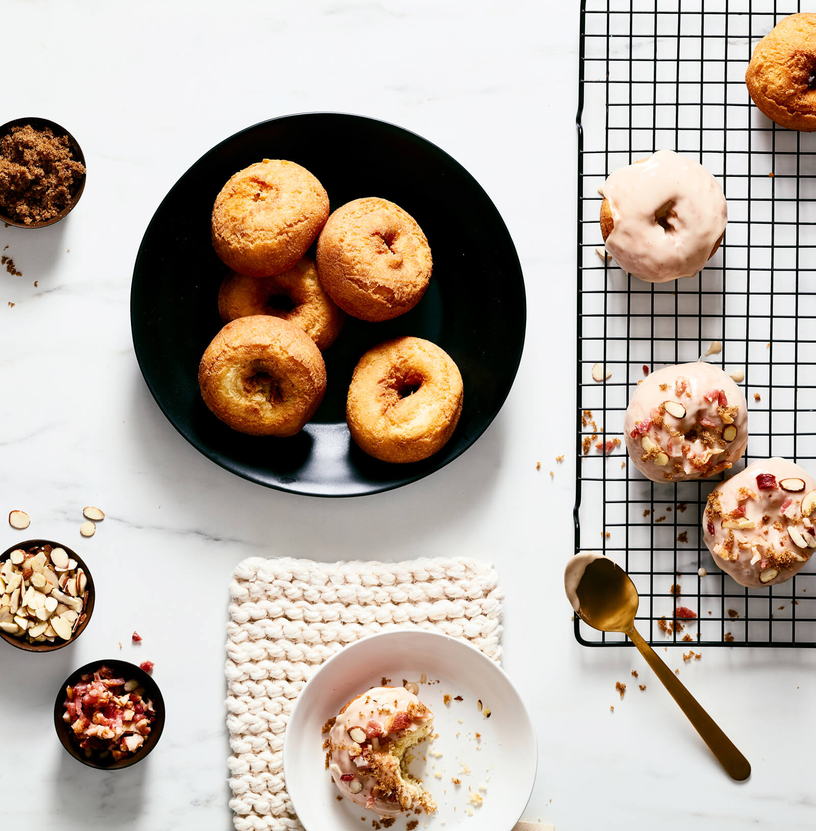 making | donuts | homemade | toppings | baking  