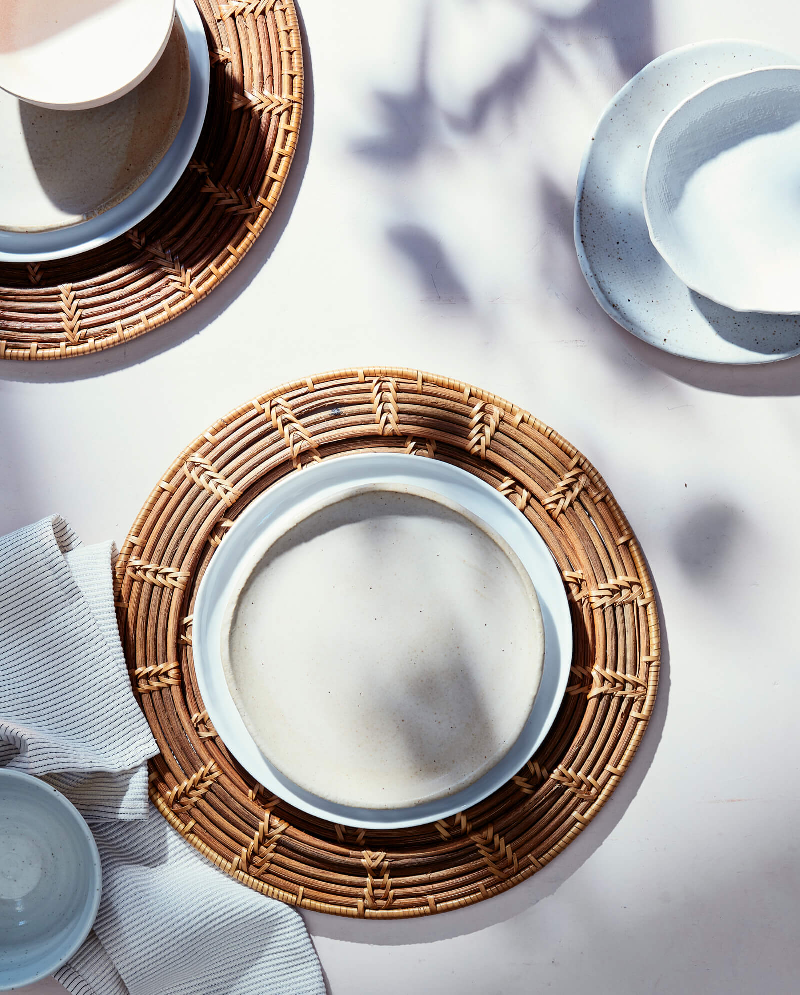 plates | overhead | natural light | flatware | sunlight